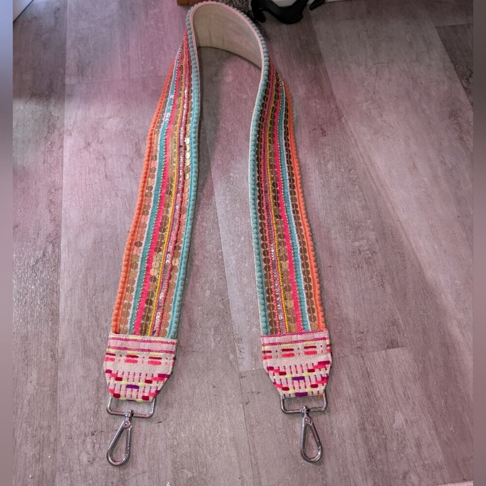 Multicolor Embroidered Adjustable Bag Strap